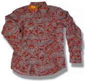 View Item Chenaski Ltd Ed Paisley Floral Vine Print Shirt Red